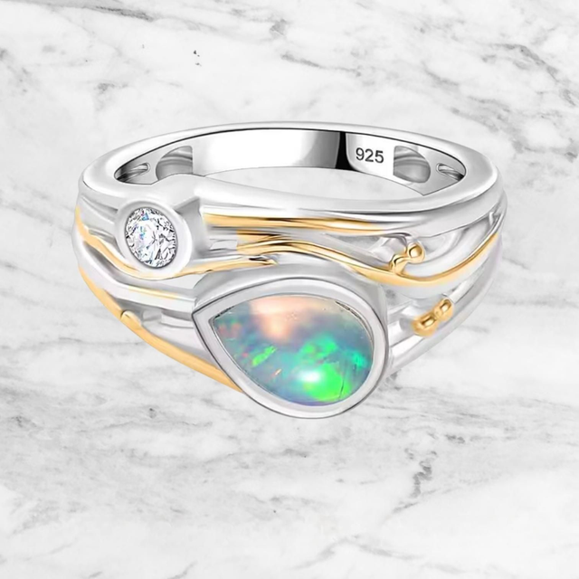 Beautiful Natural Welo Opal Ring.