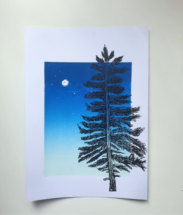 Blue Ombre Skyline Print 
