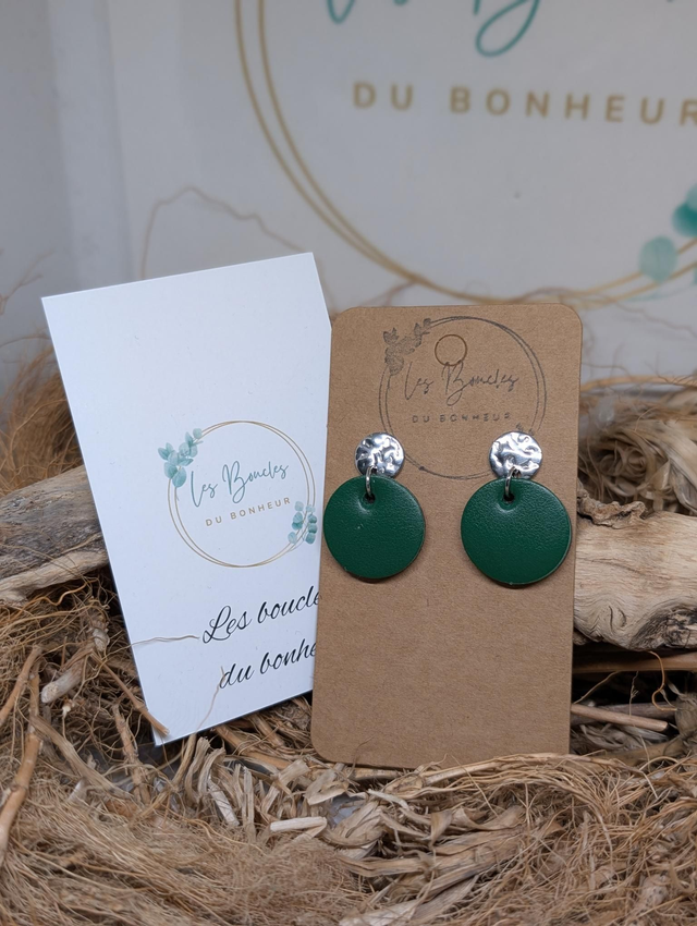 Boucles d&#039;oreilles Anti Gaspi vert sapin ag201