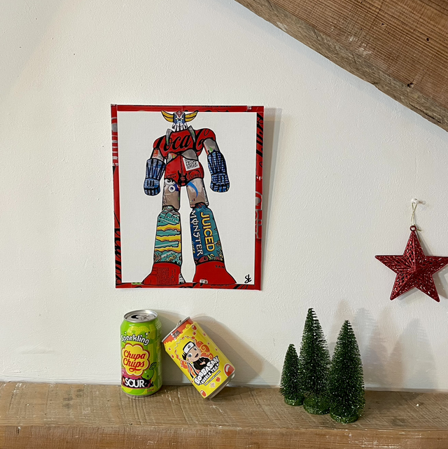 Tableau GOLDORAK réalisé avec des canettes recyclées