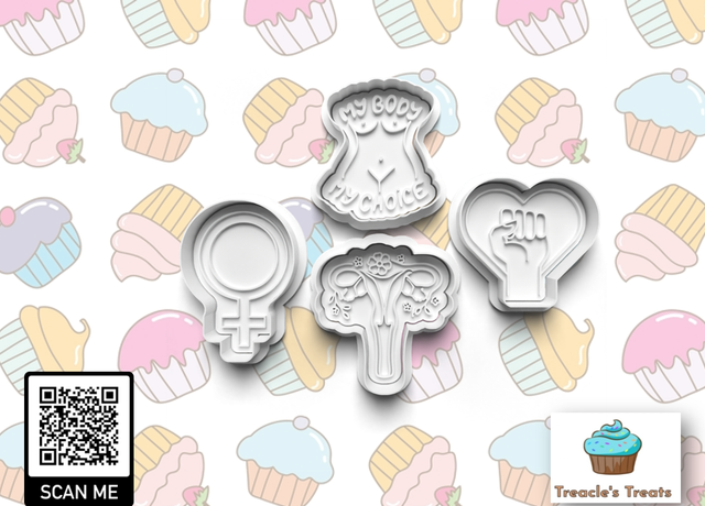 Bodily Autonomy Theme Fondant/cookie stamps with cutters