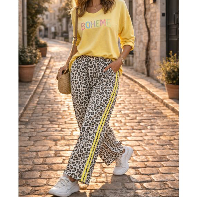 Pantalon large léopard 