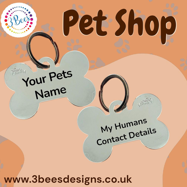 Large Chrome Pet ID Tag – Personalised Engraving
