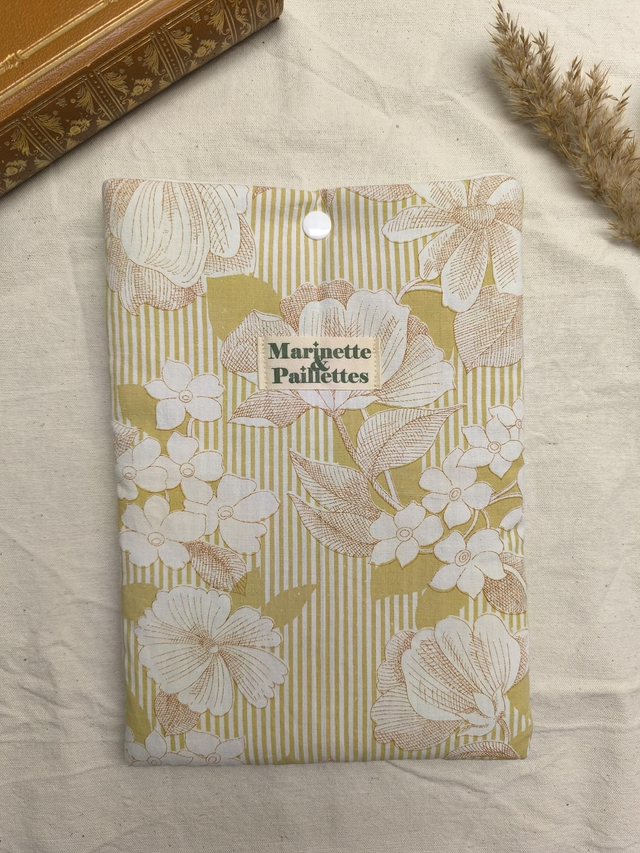 Pochette à livre de poche - rayés et fleurs