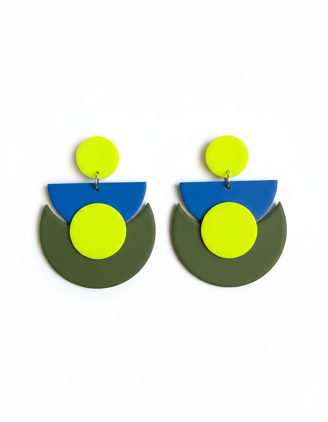 MediaLuna verde, azul klein y amarillo neón