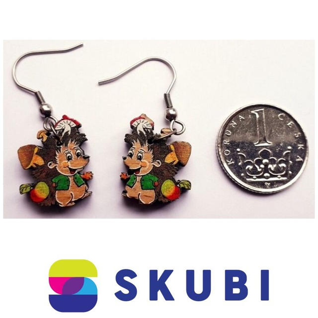 Dřevěné náušnice - Ježek (2 cm)