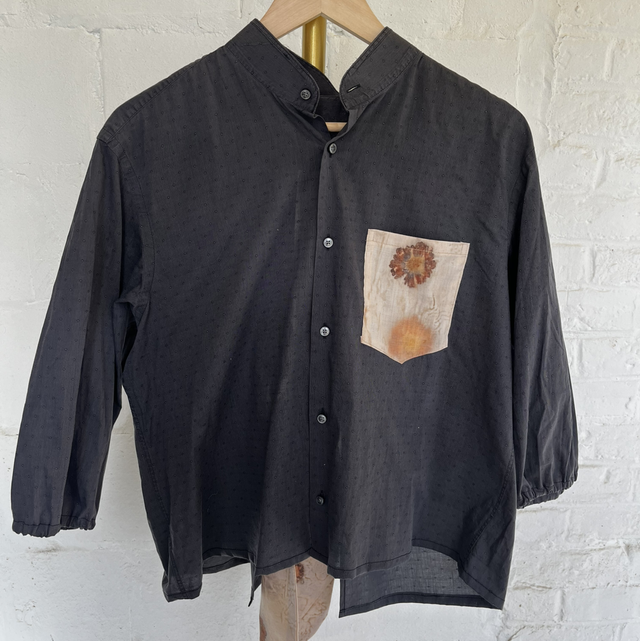 Chemise nouée dos anthracite beige