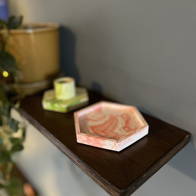 Coaster - hexagon - pink