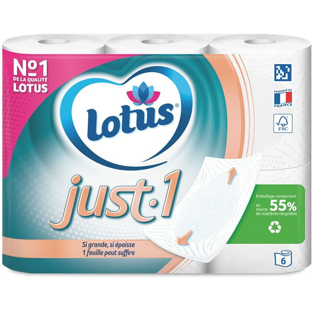 Lotus Just 1 Papier toilette aquatube 5 épaisseurs