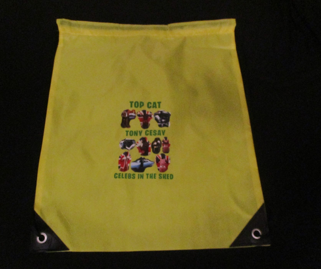 Tony Cesay Green &amp; Yellow Logo With Ten Photographs On YELLOW Drawstring Bag (ABA Champion Boxer)