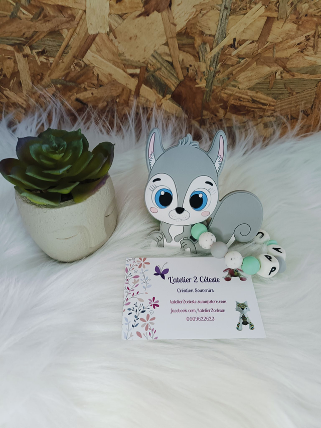 Anneau de dentition en silicone Ecureuil gris