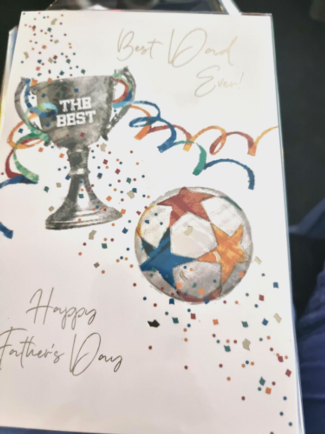 Best Dad Ever Father's Day Card Football Trophy Sport Soccer Fathers Day