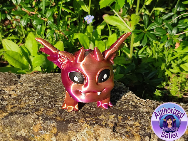 3D Printed Articulated Dragon Puff – Cute Poseable Fantasy Dragon Figurine