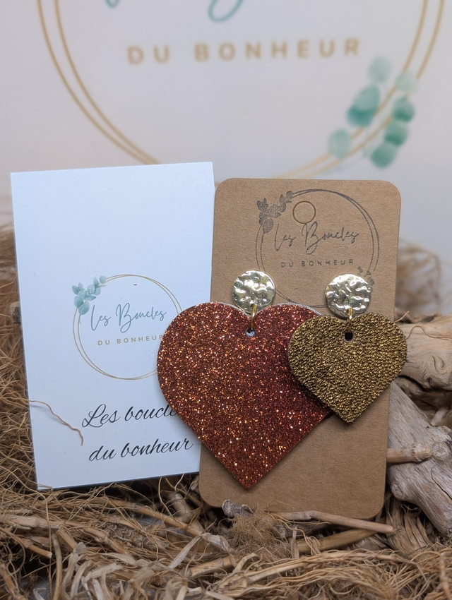 Boucles d&#039;oreilles Asymétrique Ginger paillettes bronze nc049