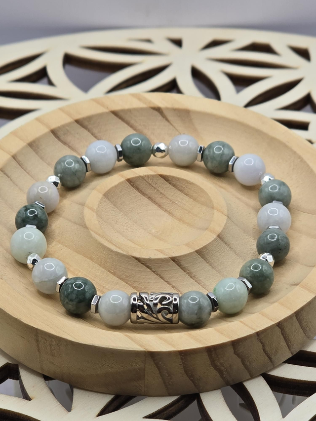 Bracelet Jade vert bicolore 0,8 cm 