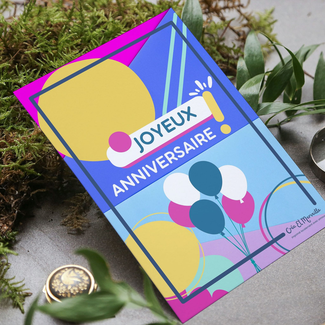 Carte postale Joyeux Anniversaire colorée 🎉