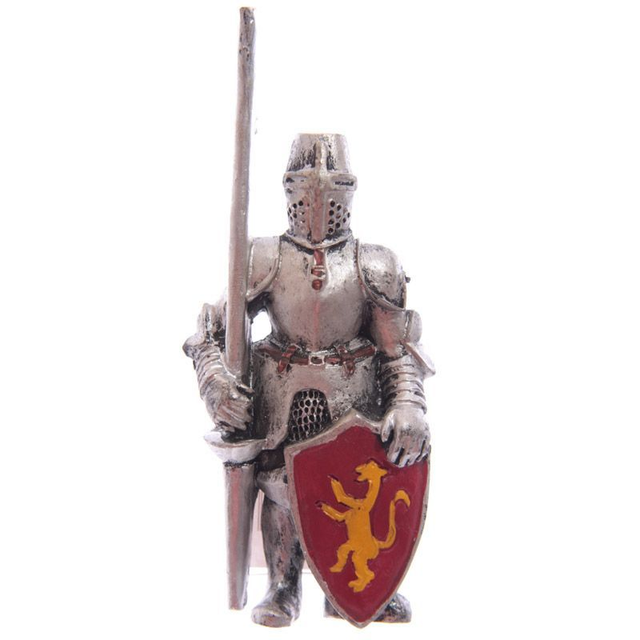 Chevalier médiéval blason rouge et jaune