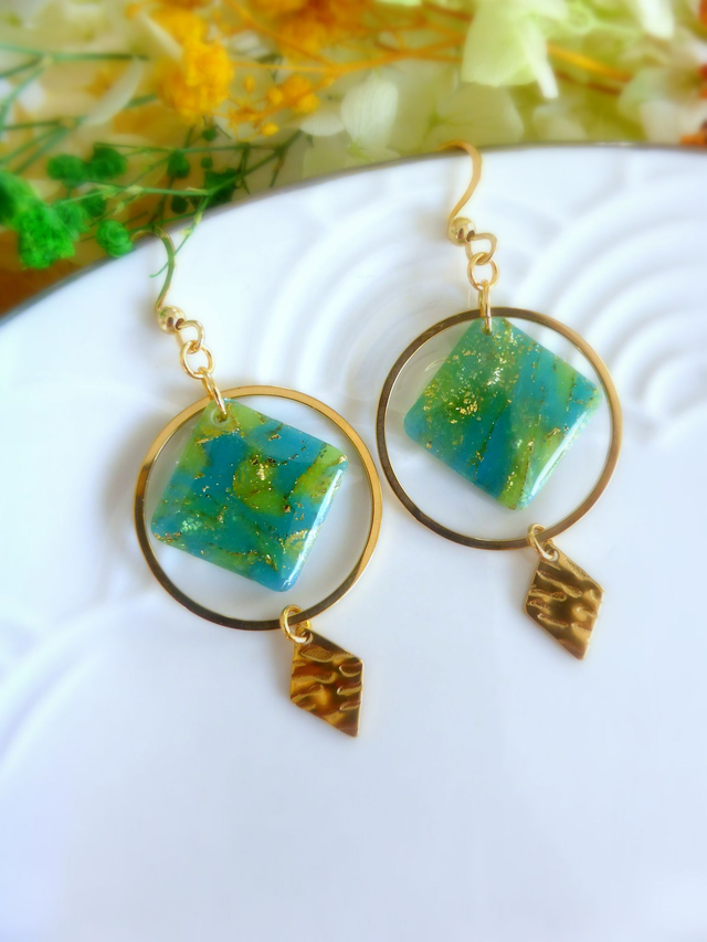 Boucles d'oreilles pendantes - Jardin d'or