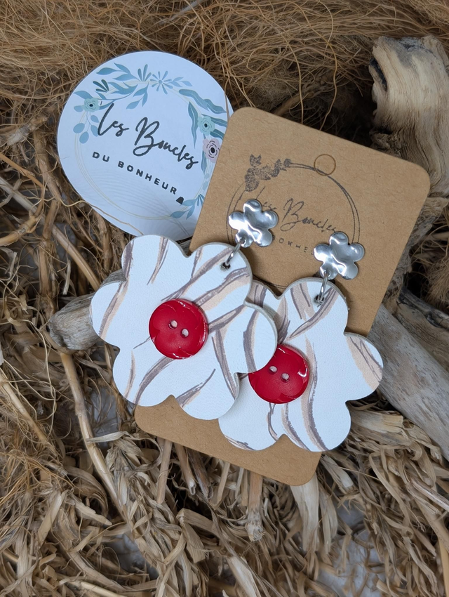 Boucles d&#039;oreilles Coquette rose rouge co001