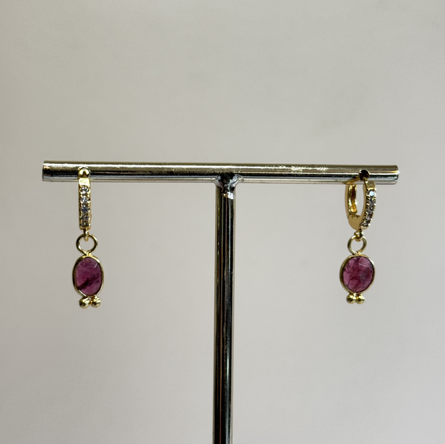 Créoles Galet Tourmaline Rose