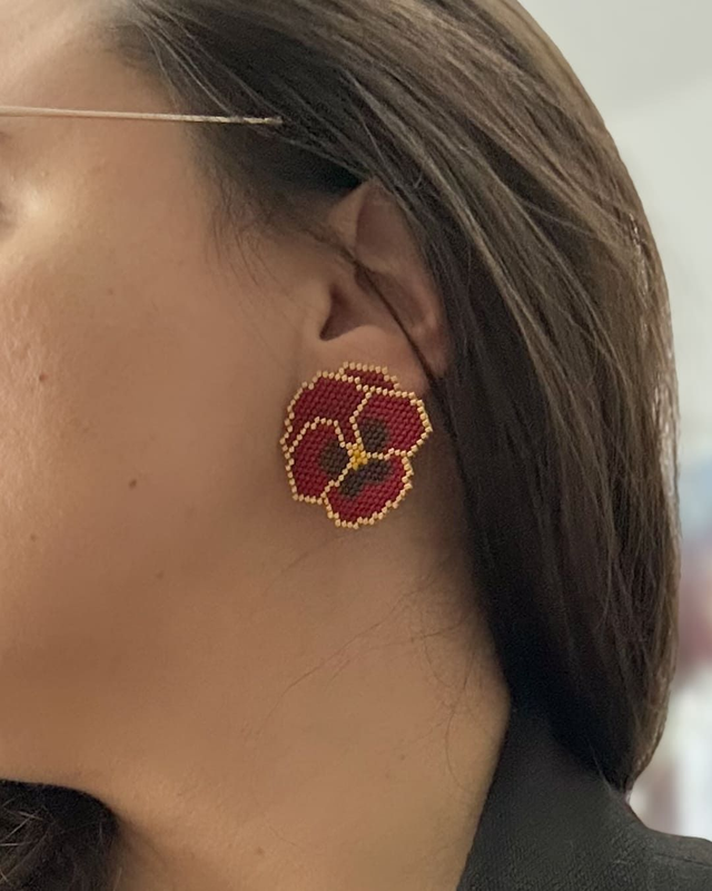 Pensées - Boucles d'oreilles tissées main