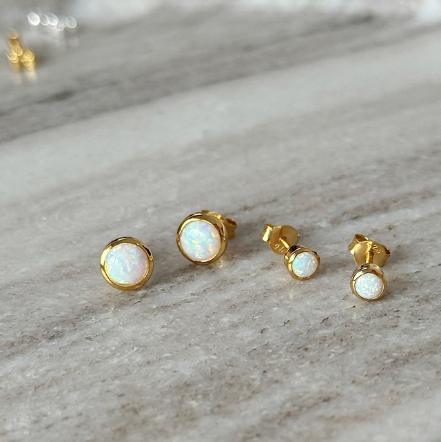 Opal Stecker Silber 18k vergoldet