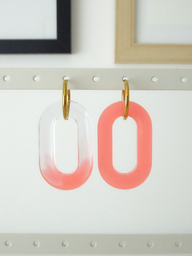 Grand Ovale : Corail et transparent 