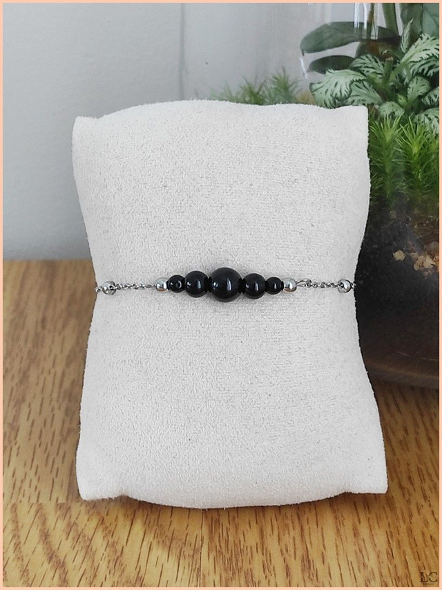 Bracelet chaîne - Agate noire 
