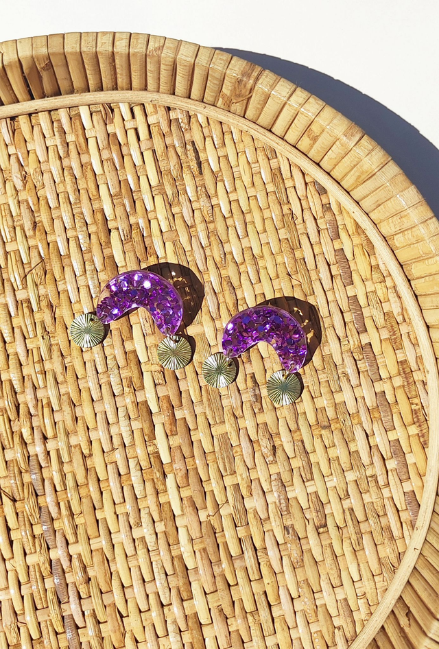 Boucles d'oreilles Maguy - Paillettes violettes
