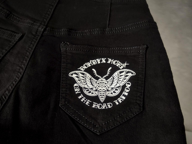 Short en Jean Taille haute "Ancre & Fleurs"