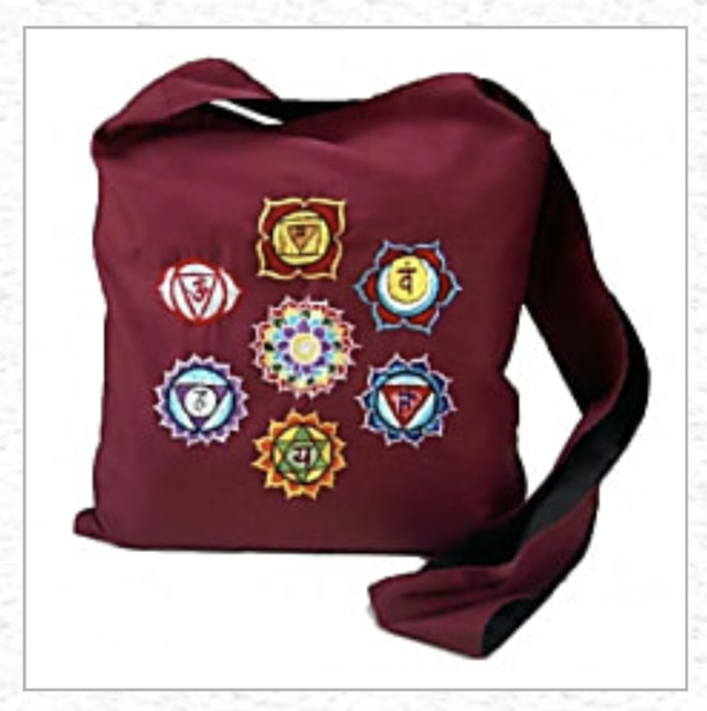 Sac en bandoulière bordeaux 7 chakras 
