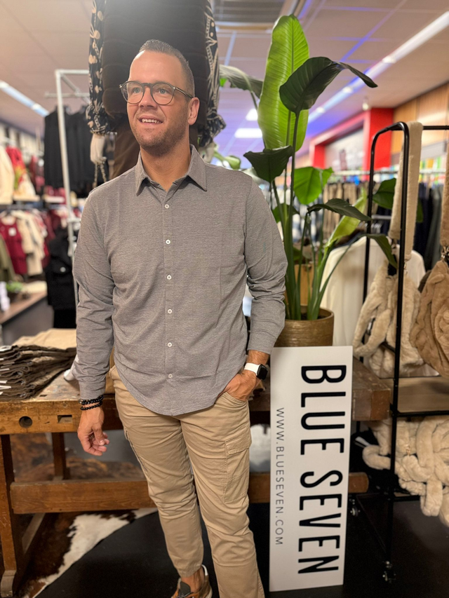 Overhemd jersey grijs stretch