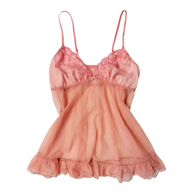 coquette salmon pink embroidered cups cami 