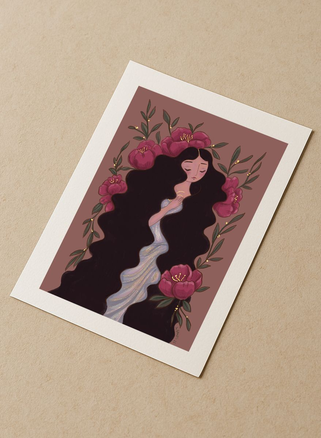 Le langage des fleurs - Tirage d'art rehaussé de doré 