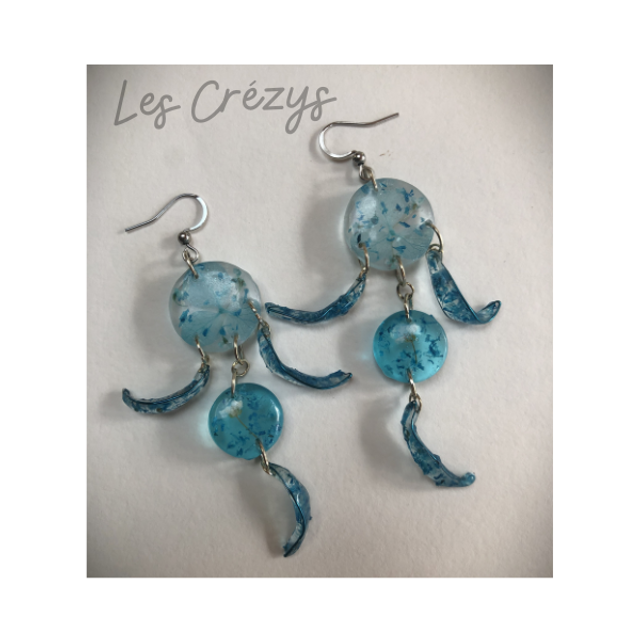 Boucles d'oreilles Rêve bleu - design attrape rêve