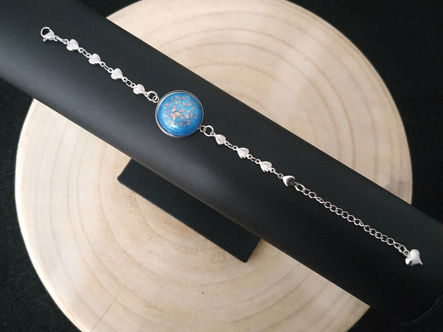 Bracelet dôme bleu doré