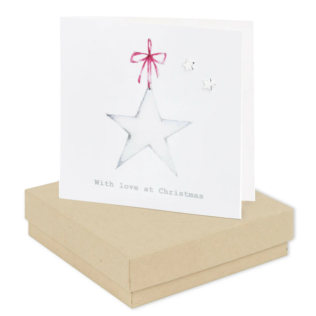 Christmas Star Card - Sterling Silver Star Stud Earrings CE022