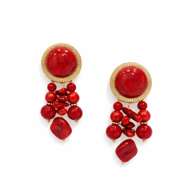 Pendientes efecto coral dorado 