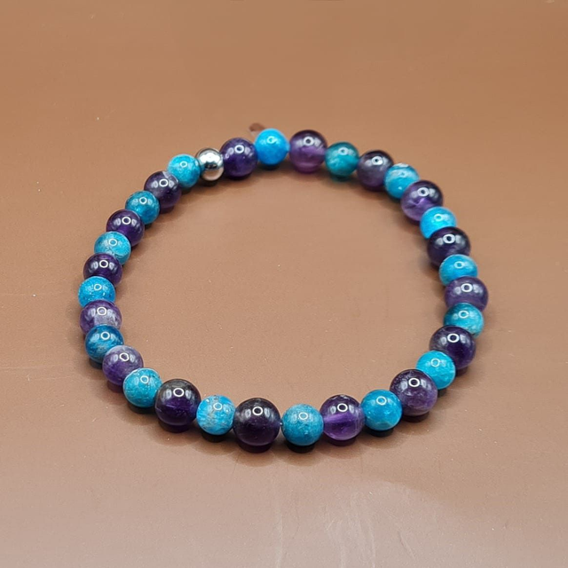 Bracelet Améthyste – apatite bleue