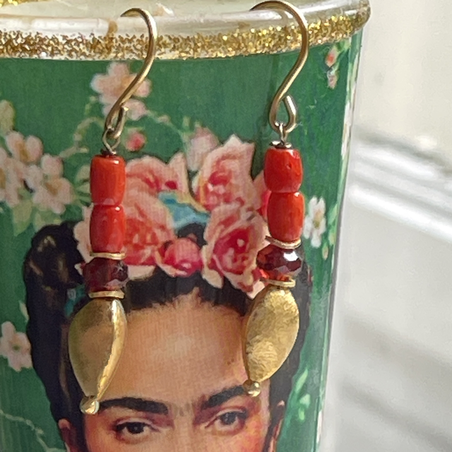 Sommer Ohrringe Koralle Granat facettiert