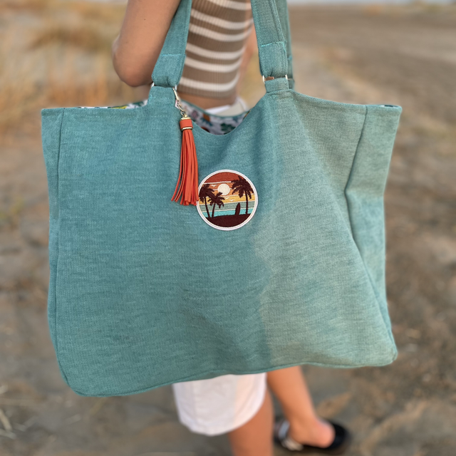 Cabas de plage turquoise
