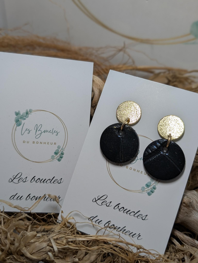 Boucles d'oreilles Anti Gaspi noir bleuté ag162