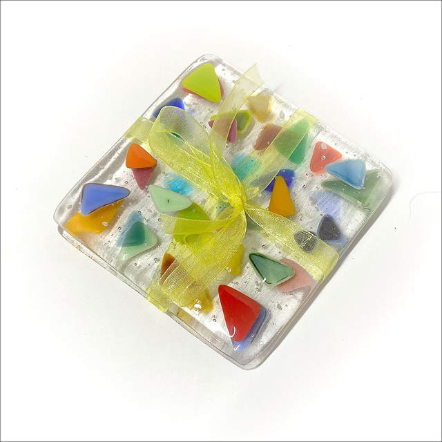 Coasters with triangles &amp; silver speckles (Pack of 2) (Ref CTPk2 -1)