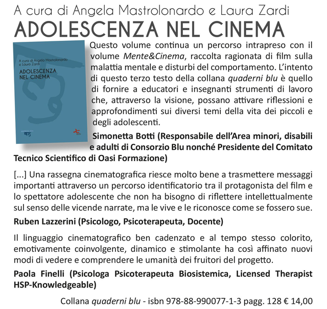 Angela Mastrolonardo e Laura Zardi (a cura di), "Adolescenza nel cinema", qudulibri 2019