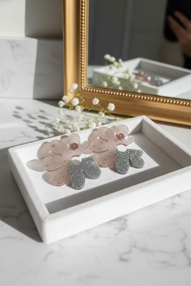 Boucles Marguerite-Collection Nude argenté 