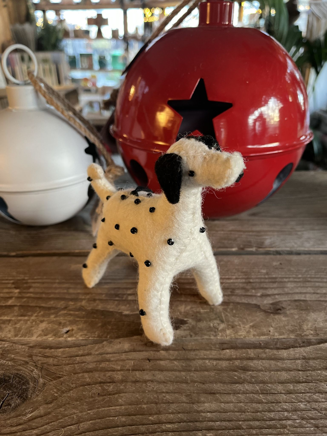 Felt Spotty Dog Hanging Decoration