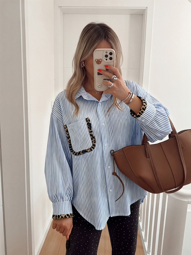 Chemise à rayures et léopard
