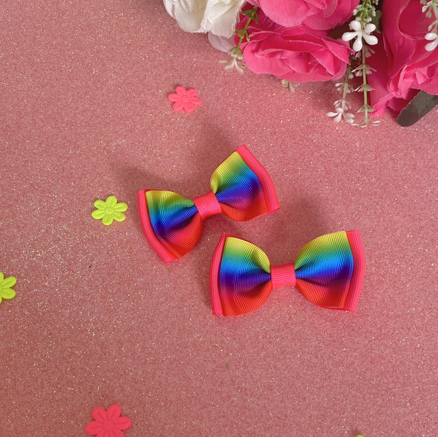 Paire de petites barrettes multicolores 