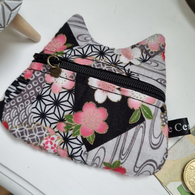 Porte-monnaie/cartes Chat "Miyuki" noir blanc