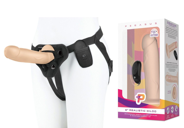 PEGASUS 8' Realistic Dildo &amp; Harness Set
